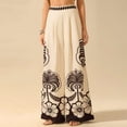 thumbnail image 4 of YIFUNIN Women's High Waisted Wide Leg Pants with Floral Print, Loose Fit Casual Palazzo Trousers for Spring Summer, Flowy Comfortable Beach Pants,White XL, 4 of 4