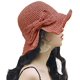 thumbnail image 2 of Sombrero plegable de paja de paja de ala ancha, gorra de verano con nudo de arco para mujeres niñas, correa ajustable (rojo ladrillo) brillar Electrónica, 2 of 6