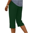 thumbnail image 4 of HADST Women's Elastic Waist Capri Pants Button Split Hem Side Pockets Straight Leg Trousers for Summer & Loungewear, 4 of 5
