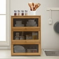 thumbnail image 3 of 3 Tiers Storage Cabinet, Bamboo Acrylic Countertop Cabinet, Bamboo Organizer for Kitchen Living Room 20.5*9.8*27.56in, 3 of 20