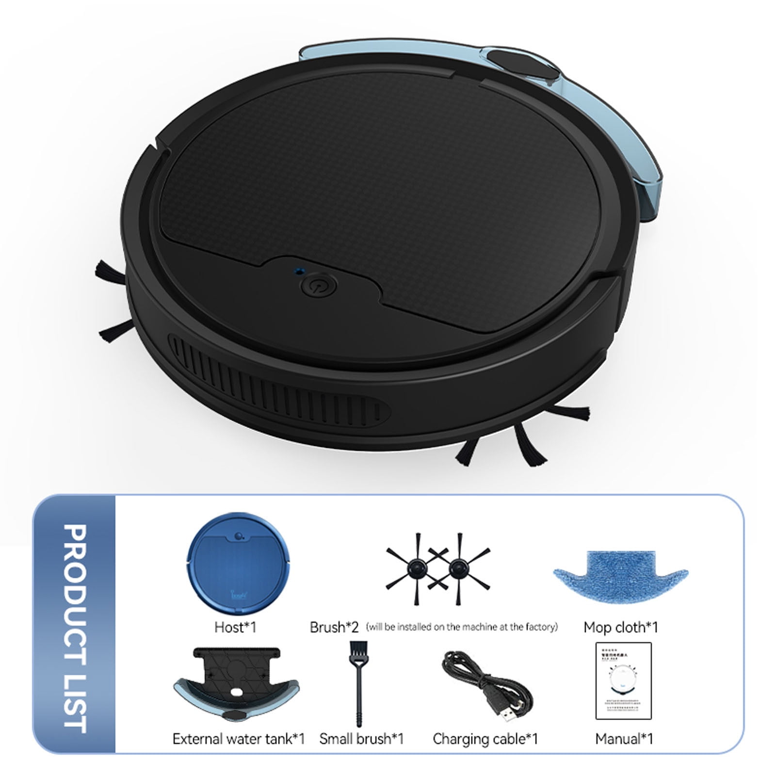 Robot Vacuum Cleaner with Mop - 2000Pa Suction, 80min Runtime, APP Control - Smart Sweeper & Wet Mop for Pet Hair & Hard Floors