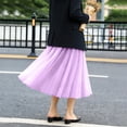 thumbnail image 5 of Tulle Skirts for Women Pleated Layered Tutu Skirt Ladies Elegant Flowy Long Skirts Casual Pleated a-Line Maxi Skirt High Waisted Flowy Skirts Elegantes Bridesmaid Wedding Midi Skirt Light Purple S, 5 of 6