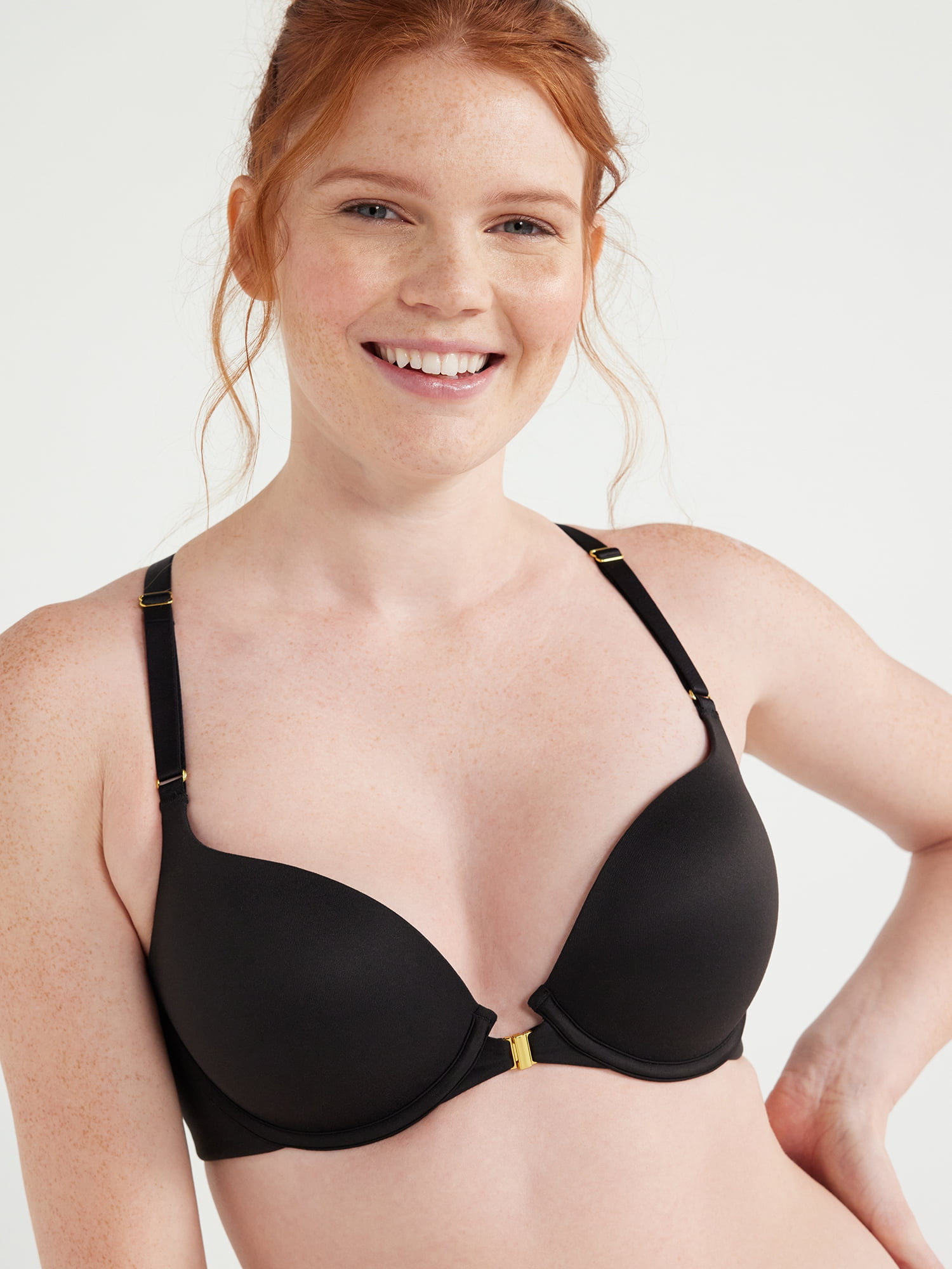 Joyspun Women's Front Close Racerback Push Up Bra, Sizes 34A-38D
