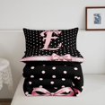 thumbnail image 5 of Manfei Personalized Monogrammed Gifts Full Size Comforter Sets,Kawaii Bowknot Alphabet E Bedding Comforter Set,Black Reversible,3-Piece,1 Comforter and 2 Pillowcases, 5 of 7