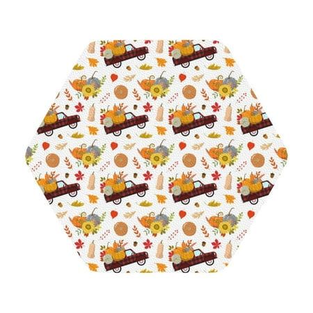 

Pofeuu Autumn Red Truck Print Leather Coasters Set of 6 Round Cups Mugs Mat Pad for Home Kitchen Heat Resistant Drink Coasters Hexagon