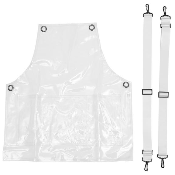 FRCOLOR Hair Stylist Apron White Transparent Plastic Adjustable Strap Salon Apron