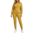 thumbnail image 4 of Aofany Womens Two Piece Outfits Long Sleeve Solid Color Tops Long Pants with Drawstring Tracksuit Jogger Sets, 4 of 5