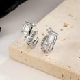 thumbnail image 4 of K-KED Crystal Square Stone Cuff Earrings 925 Sterling Silver Womens No piercing Gift, 4 of 8