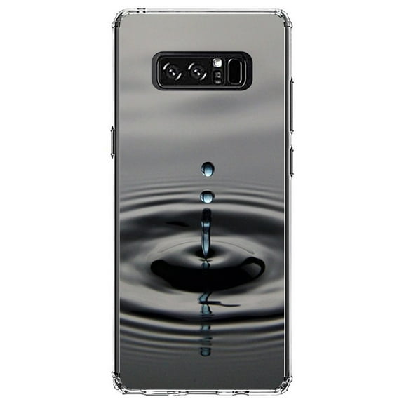 DistinctInk Clear Shockproof Hybrid Case for Samsung Galaxy Note 8 - TPU Bumper, Acrylic Back, Tempered Glass Screen Protector - Single Water Droplet