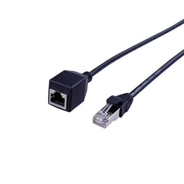 Extensor de cable Ethernet Adaptador de cable de extensión (6,5 pies) -RJ45 Hembra a macho Acoplador de cableado de red Conector de unión Enchufe Cable de conexión - Negro