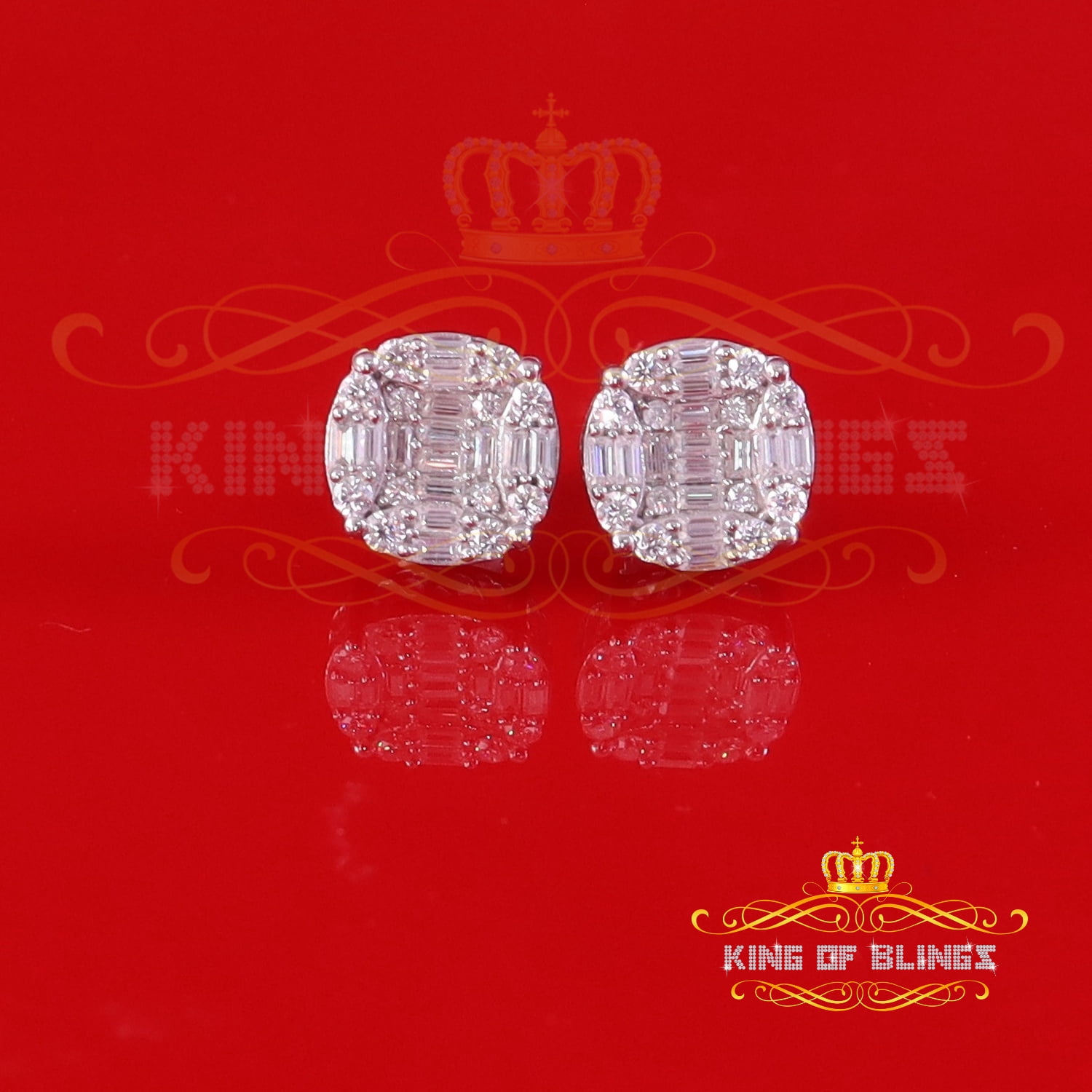King of Bling's Men's/Womens 925 Silver White 2.00ct VVS 'D' Moissanite Round Stud Earrings