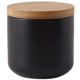 thumbnail image 1 of Tarro de cerámica para almacenamiento de alimentos con tapa de madera, tarro de almacenamiento hermético portátil para té, azúcar, café, nueces y té, negro, 260ml, 1 of 5