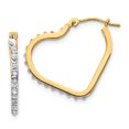 thumbnail image 1 of 14k Yellow Gold Diamond Heart Hoop Earrings Love, 1 of 6