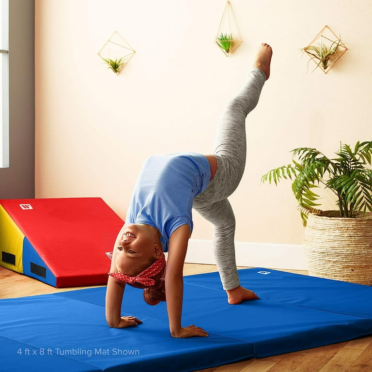 We Sell Mats 5 ft x 10 ft Gymnastics Mat, Folding Tumbling Mat for  Exercise, Yoga, Martial Arts, Portable with Hook & Loop Fasteners