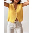 thumbnail image 2 of Gupgi Knit Tank Tops for Women Button Front V-Neck Basic Tops Casual Solid Color Sleeveless Sweater Vest, 2 of 8