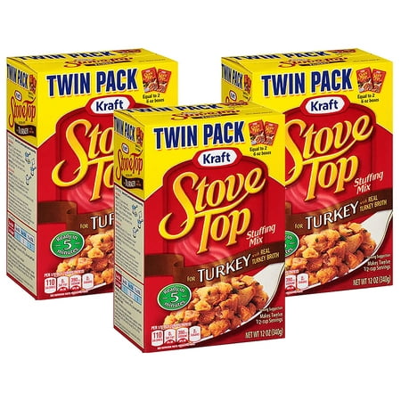 (3 Pack) Kraft Stove Top Stuffing Mix for Turkey, 12 oz (Best Pre Made Stuffing Mix)