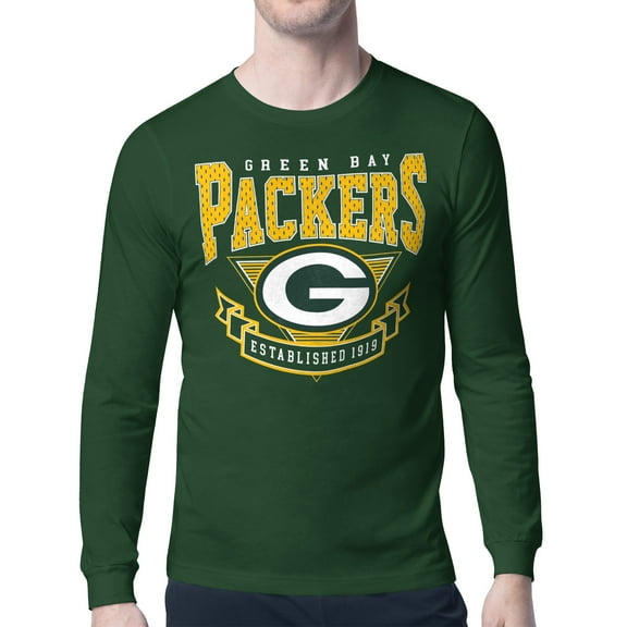 Men's Starter Olive Green Bay Packers '80s Inspired Team Logo Long Sleeve T-Shirt