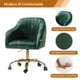 thumbnail image 4 of Velvet Office Desk Chair Rolling Vanity Armchair Swivel Adjustable Adult Green, 4 of 11