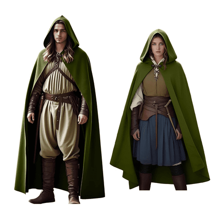 RTOPDS Cloak with Hood Men Women,Medieval Renaissance Hooded Cloak Velvet Witch Cape for Halloween Cosplay Party (Green)
