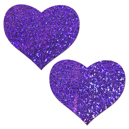 

Love: Purple Glitter Hearts Nipple Pasties by Pastease®