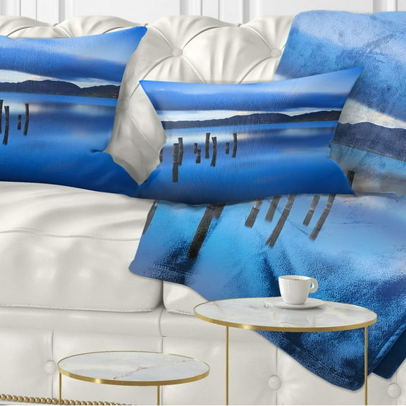Designart Blue Clouds at Evening - Seascape Throw Pillow - 12x20