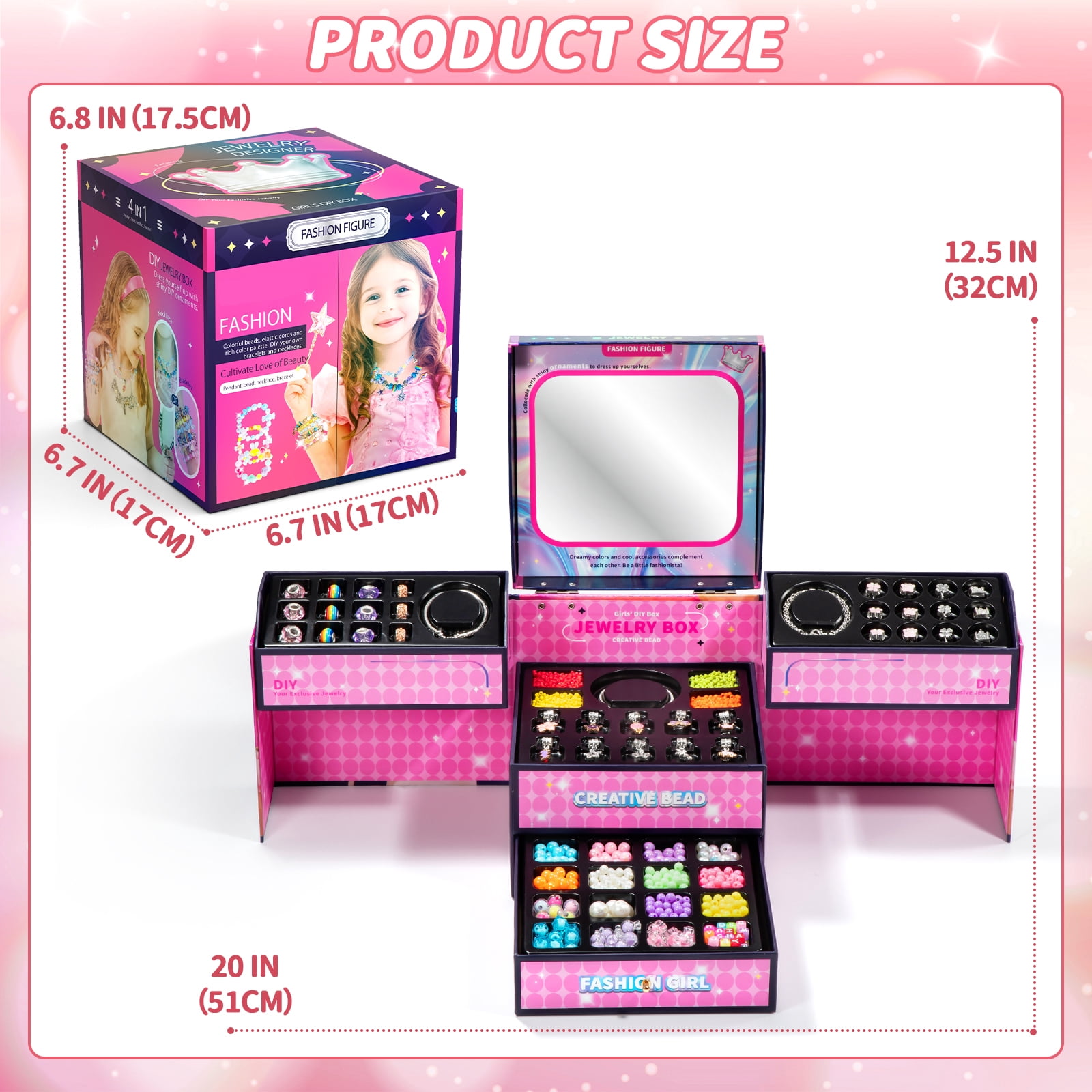 IHAHA Charm Bracelet Making Kit for Girls Ages 8-12, DIY Jewelry Making Kit & Craft Set with Beads, Charms & Necklace Kit Birthday Christmas Gift for Kids 4-6 7 8 Years Old Girl