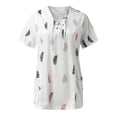 thumbnail image 1 of Gibobby Camiseta de manga corta para mujer Camisetas trabajo unificadas enfermería con estampado flores y cuello en V manga corta para mujer verano(Blanco,CH), 1 of 3