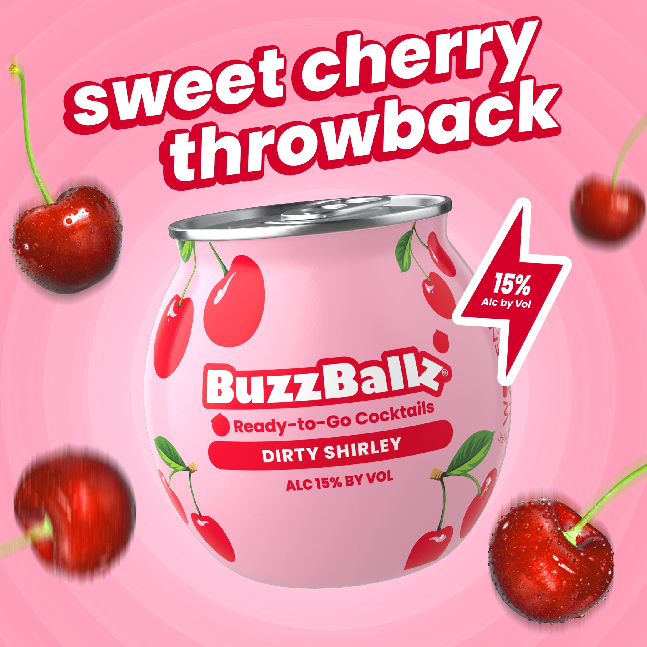 BuzzBallz Dirty Shirley Cocktails, 200ml, 30 Proof (15% ABV)