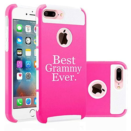 Shockproof Impact Hard Soft Case Cover for Apple iPhone Best Grammy Ever Grandma Grandmother (Hot Pink-White, for Apple iPhone 7 Plus/iPhone 8