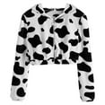 OPK73a Cropped Hoodie for Women Trendy Sweatshirts, Womens Cow Printed