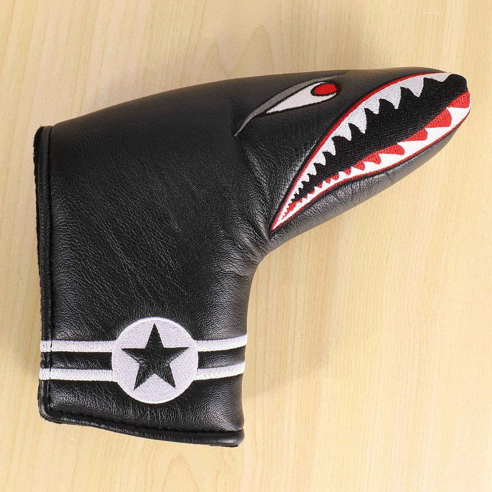 2Pc Black PU Leather with Embroidery Magnet Golf Blade Putter Cover Golf Club Putter Headcover,2 x Golf Putter Headcover,Black