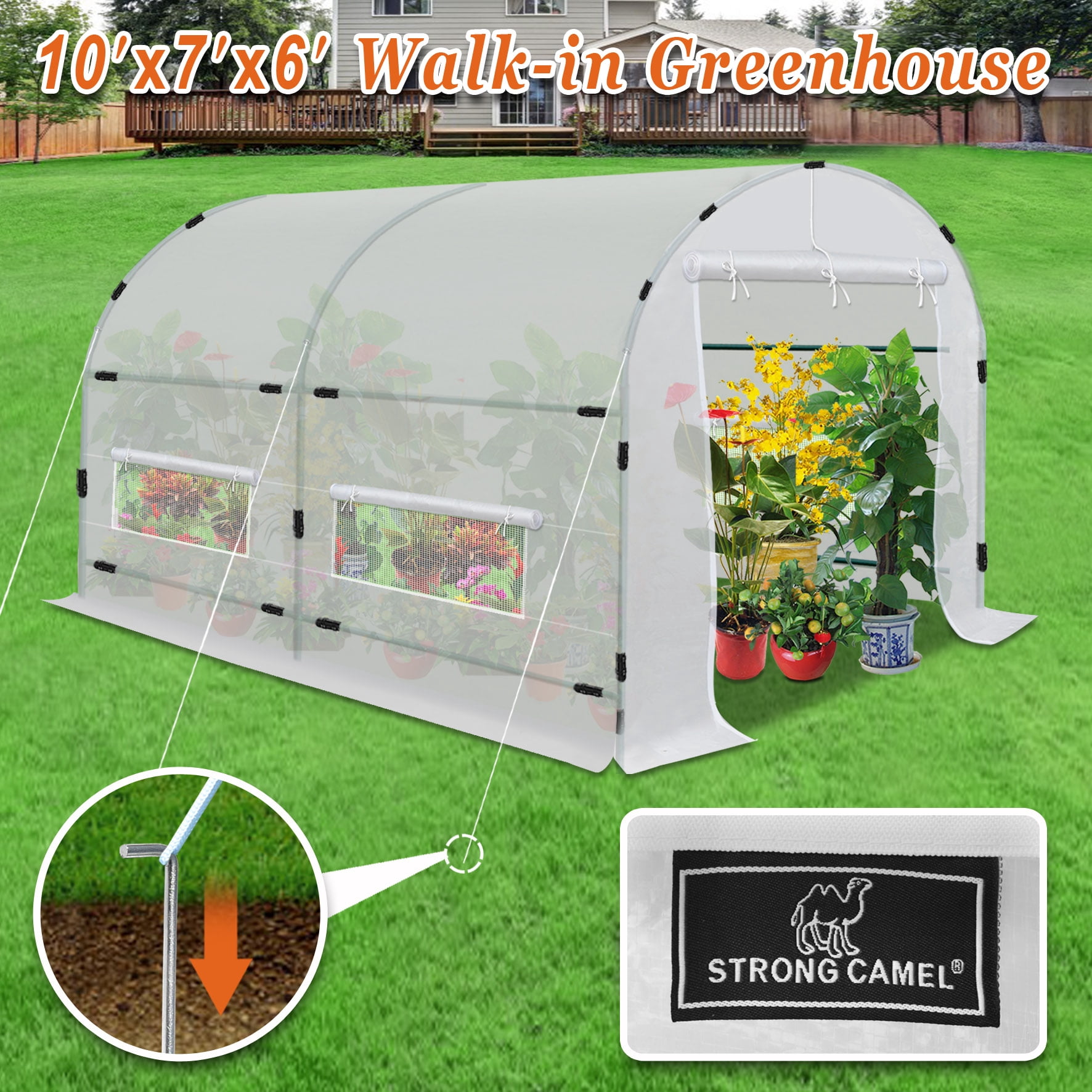 SUNNY Outdoor Green House Walk in Garden Greenhouse Gazebo Plant House (10'X7'X6')