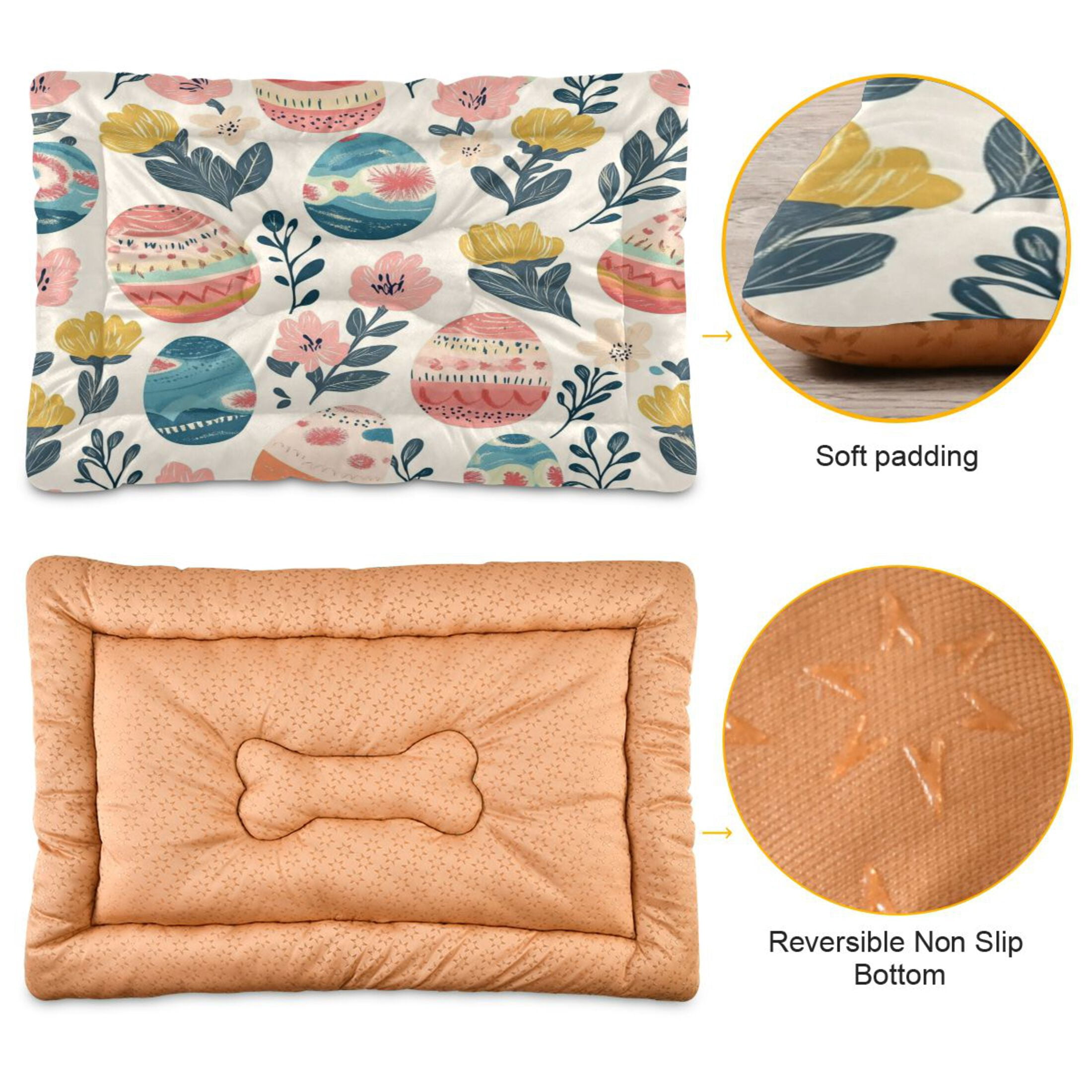 Qxltty Happy Easter Eggs Ped Pad Wear-resistant and Hard to Bite Through Sleeping Pad for Small Medium Large Dogs Winter Pet Bed 36×24in