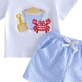 thumbnail image 3 of Karoyedx Toddler Boy Clothes Toddler Baby Boy Summer Clothes Short Sleeve Embroidery T-shirt And Shorts Casual Infant Boys 2Piece Outfit White Size,18-24 Months, 3 of 3