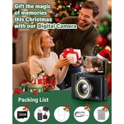 W&O Q5 4K Digital Camera, 180° Flip Screen Point and Shoot Camera with Ring Light, SD Card, Black