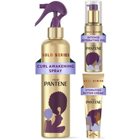 Gold Series from Pantene LIVESTREAM Bundle: Curl Awakening Spray, Intense Hydrating Oil, and Hydrating Butter- Crï¿½me