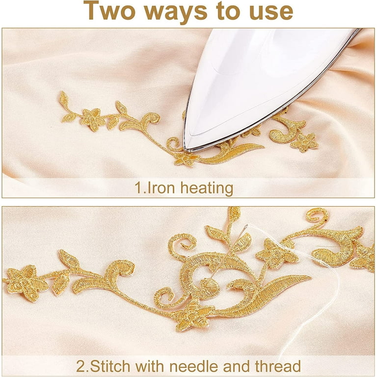 Large Gold Embroidery Baroque Grid Flower Applique Sew Iron Patch Badge  Wedding Gown Bridal Dress DIY Crafts