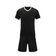 thumbnail image 2 of Conjuntos de blusas y camisas de manga corta con cuello en V. Conjunto de traje de fútbol de color sólido para niños para juegos deportivos universitarios, partidos de rendimiento, uniformes de entren, 2 of 5