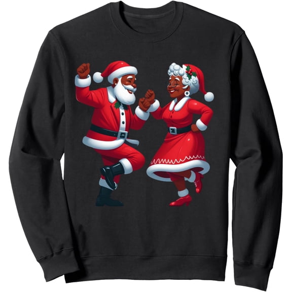 Christmas Dancing Black African American Santa Mrs Claus Sweatshirt