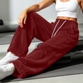 thumbnail image 3 of Lmueinov Womens Sweatpants Drawstring Elastic High Waist Double Sided Fleece Pants Wide Leg Sweatpants with Pockets for Jogger Coffee, 3 of 4
