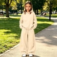 thumbnail image 5 of Angala 2 Piece Outfits For Girls Long Sleeve Cozy Hooded Sweatshirt With High Wwaist Pants With Back Pocket Set Girls Fall Season Wear Clothes, 5 of 6