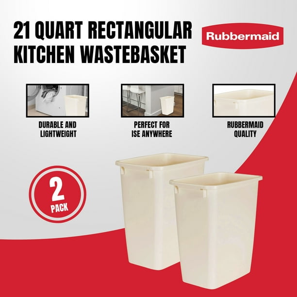 Rubbermaid 21 Quart Rectangular Kitchen Wastebasket Trash Can