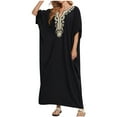thumbnail image 2 of TMOYZQ Kaftan Dresses for Women Embroidered Short Sleeve V-Neck Plus Size Caftans Bikini Swimsuit Cover-Up Long Beach Dress, 2 of 5