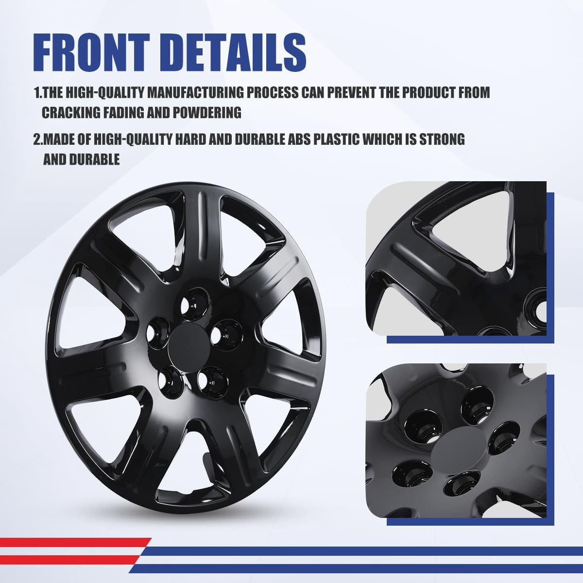 (Set of 4)16 inch Hubcaps Fit for Honda Civic 2006 2007 2008 2009 2010 2011,Only Fit Iron Hub - Steel Wheel,Bolt on Installation(Black Lacquer)