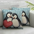 thumbnail image 3 of COMIO  Penguin Throw Pillow Cover Valentine's Day Love Cute Animal Penguins Holding Red Heart Rectangle Pillow Cases Home Decorative  Cushion Cover for Bed Sofa, 3 of 5