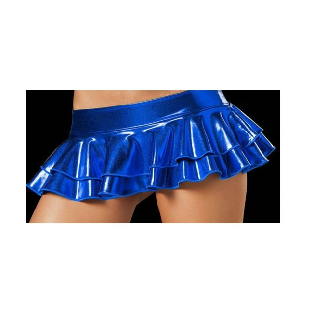 Jupe de Fête en Cuir Verni Métallisé Micro PVC Effet Mouillé pour Femmes, Courte, faldas pour Boîte de Nuit et Soirée