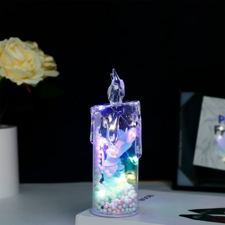 

InsCrazy Night Light for Bedroom LED Simulation Electronic Candle Ins Transparent Rose Small Bedroom Bedside Girl Heart Decoration Decorations Lamp Gift for Birthday