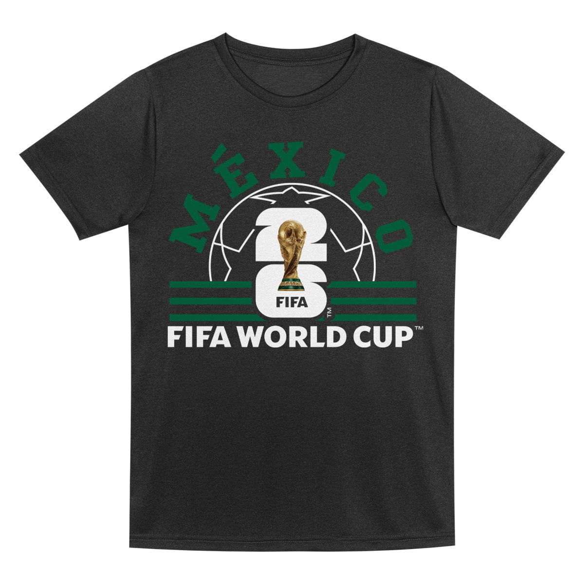 FIFA World Cup 2026 Youth Boys Mexico Black Soccer Ball Graphic Tee