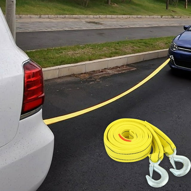 Dvkptbk Sangle de Treuil pour Remorque de Remorquage Robuste avec Crochet à Pression 13 Pieds 11000 Lb Corde, Câble de Récupération de Remorquage Renforcé pour Véhicule Routier Camion VUS