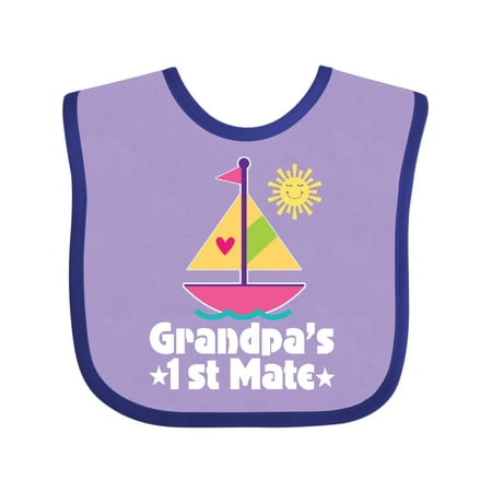 

Inktastic Grandpas First Mate Girls Pink Sailboat Gift Baby Girl Bib